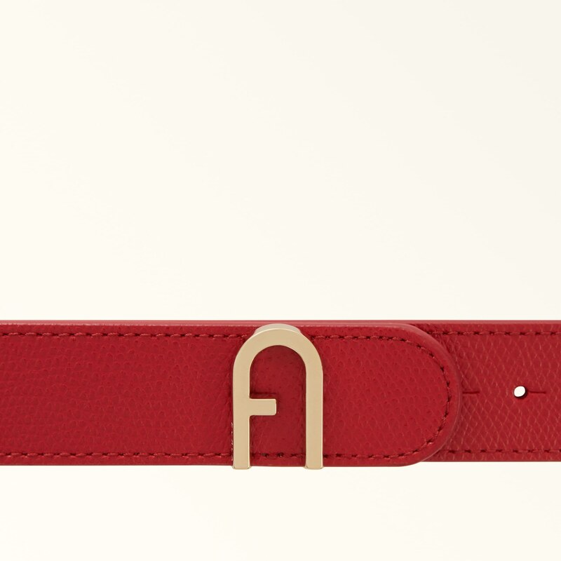 Furla Flow Cintura Reversibile Rosso Veneziano Rosso Pelle Stampata Donna