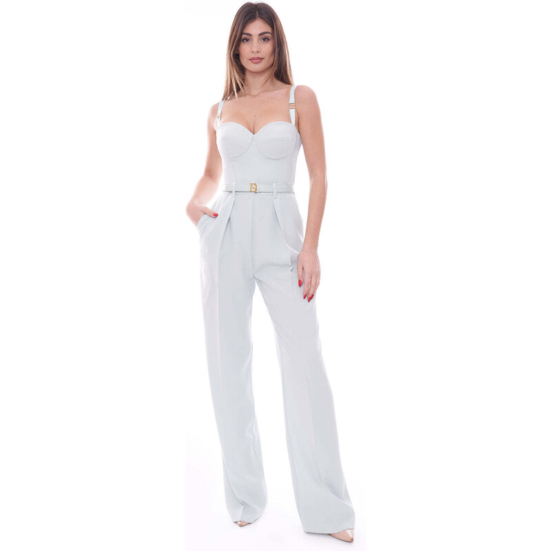 Tuta in crêpe con top bustier Elisabetta Franchi TU01441E2 Taglia: 44  ACQUA