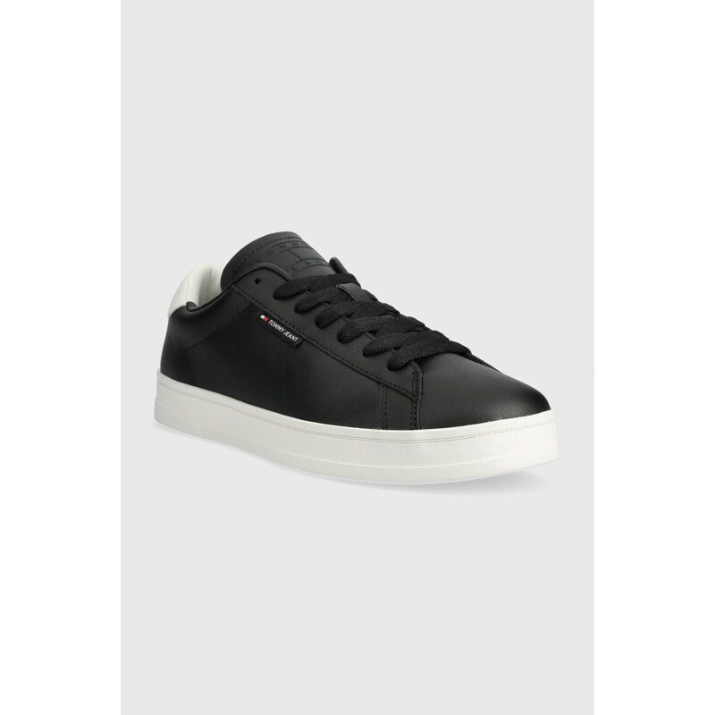 Tommy Jeans sneakers in pelle TJM LEATHER LOW CUPSOLE colore nero EM0EM01374