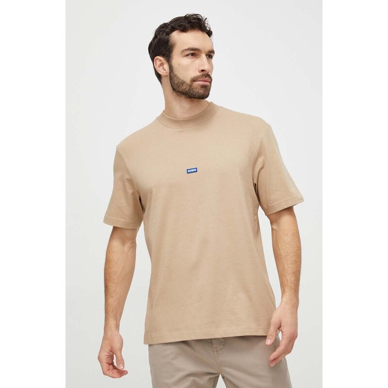 Hugo Blue t-shirt in cotone uomo colore beige