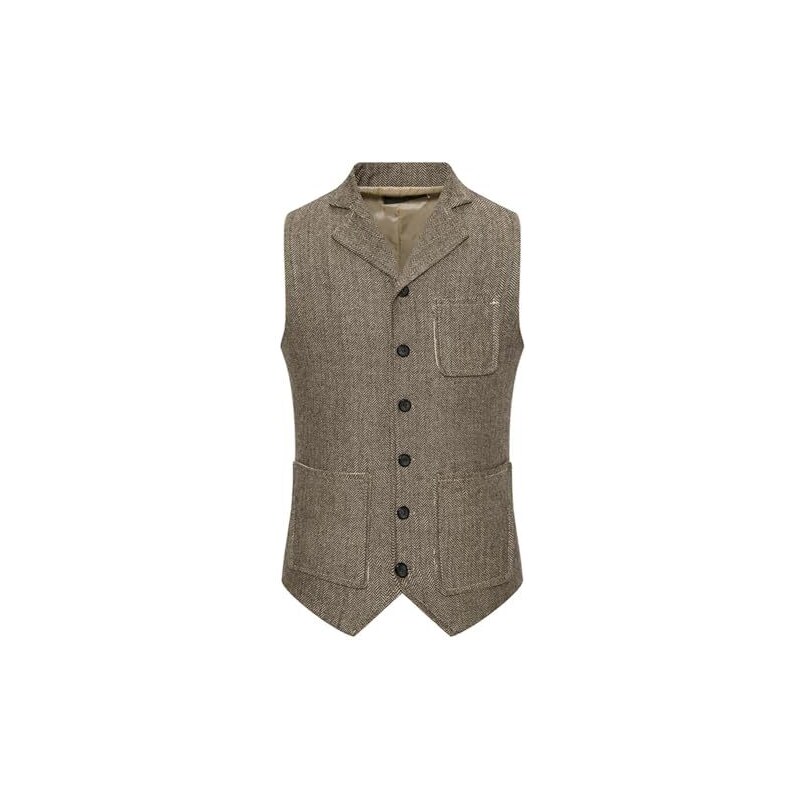 Gilet Pelle Classico Lacci Lato Foderato Bottoni Tasche Esterne Interne - Foto 5