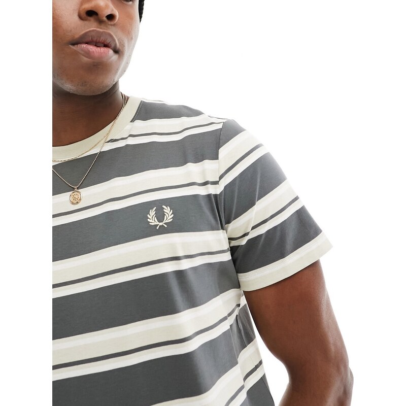 Fred Perry - T-shirt beige a righe-Rosa