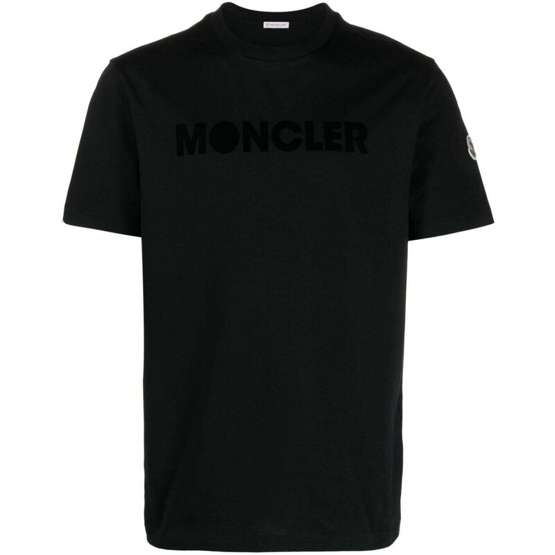 Moncler T-shirt nera con stampa logo