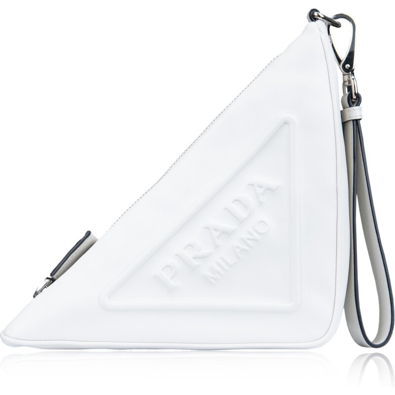 PRADA 1NE039 F0009 Handbag Bianco Pelle, Tessuto