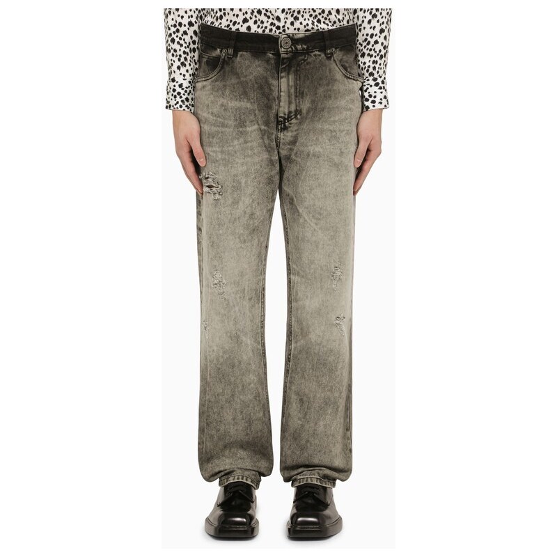 Balmain Jeans in denim délavé grigio chiaro