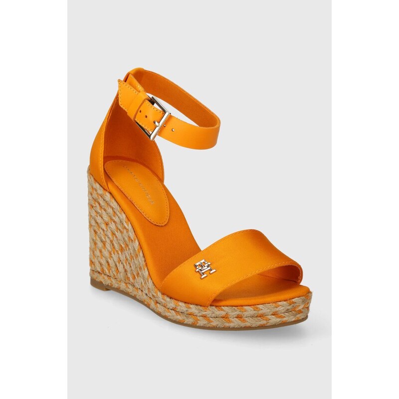 Tommy Hilfiger sandali COLORFUL HIGH WEDGE SATIN SANDAL colore giallo FW0FW07914