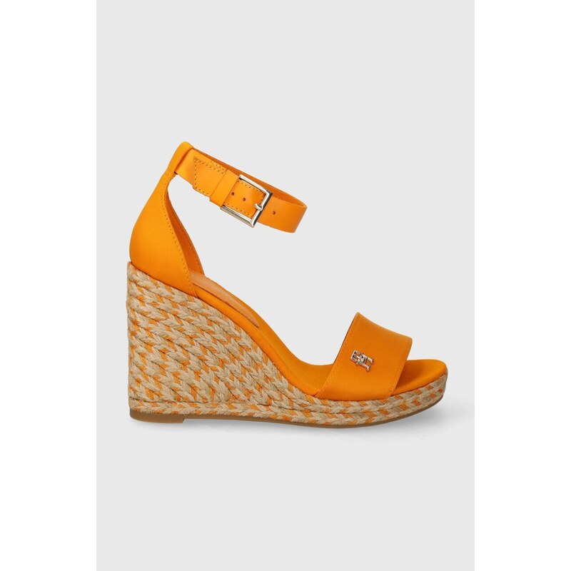 Tommy Hilfiger sandali COLORFUL HIGH WEDGE SATIN SANDAL colore giallo FW0FW07914