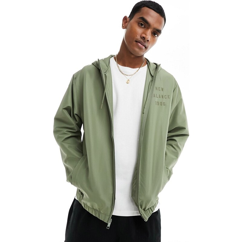 New Balance - Iconic - Giacca stile college verde con zip