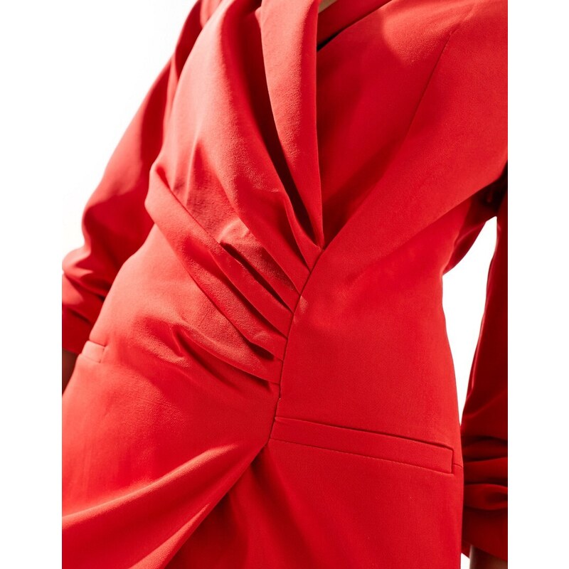 Miss Selfridge - Vestito blazer rosso con dettagli arricciati