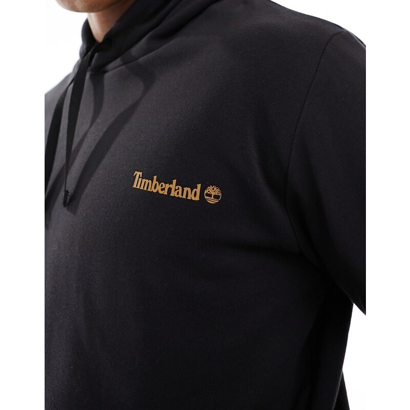Timberland - Felpa con cappuccio nera con scritta piccola del logo-Nero