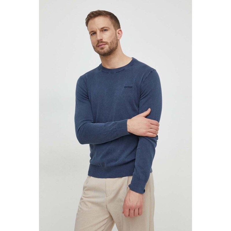 Guess maglione con aggiunta di seta colore blu navy