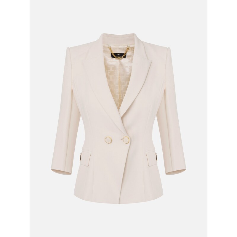 Elisabetta Franchi giacca blazer monopetto con dettagli logati lilla