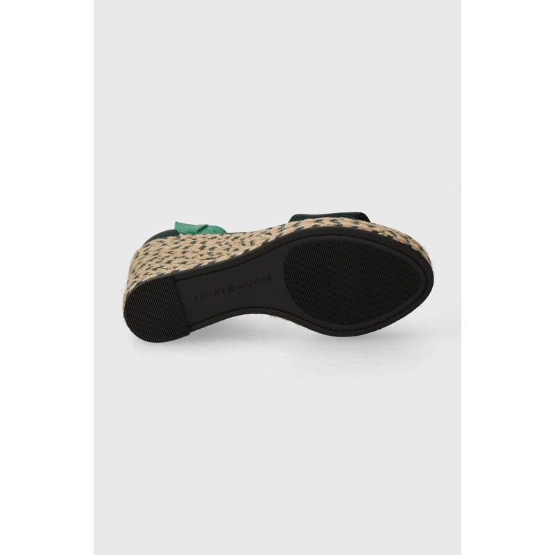 Tommy Hilfiger sandali COLORFUL HIGH WEDGE SATIN SANDAL colore verde FW0FW07914