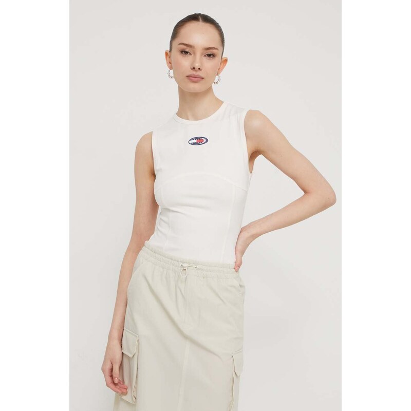 Tommy Jeans body donna colore beige