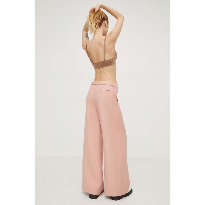 Lovechild pantaloni in lana colore rosa