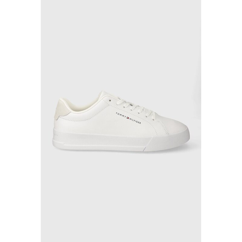 Tommy Hilfiger sneakers in pelle TH COURT LEATHER colore bianco FM0FM04971