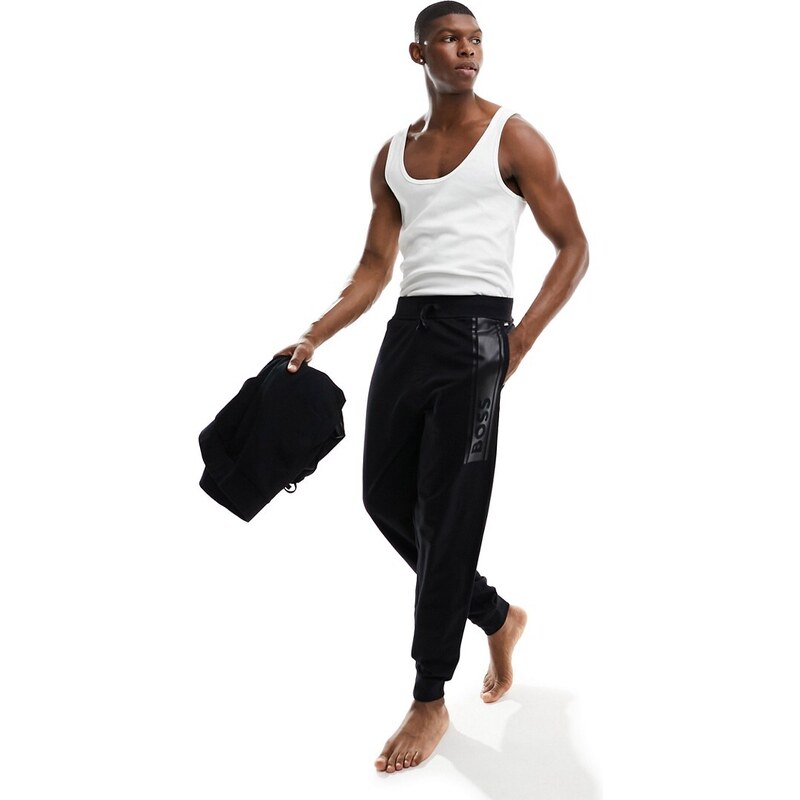 BOSS Bodywear - Authentic - Joggers neri con logo stampato-Nero