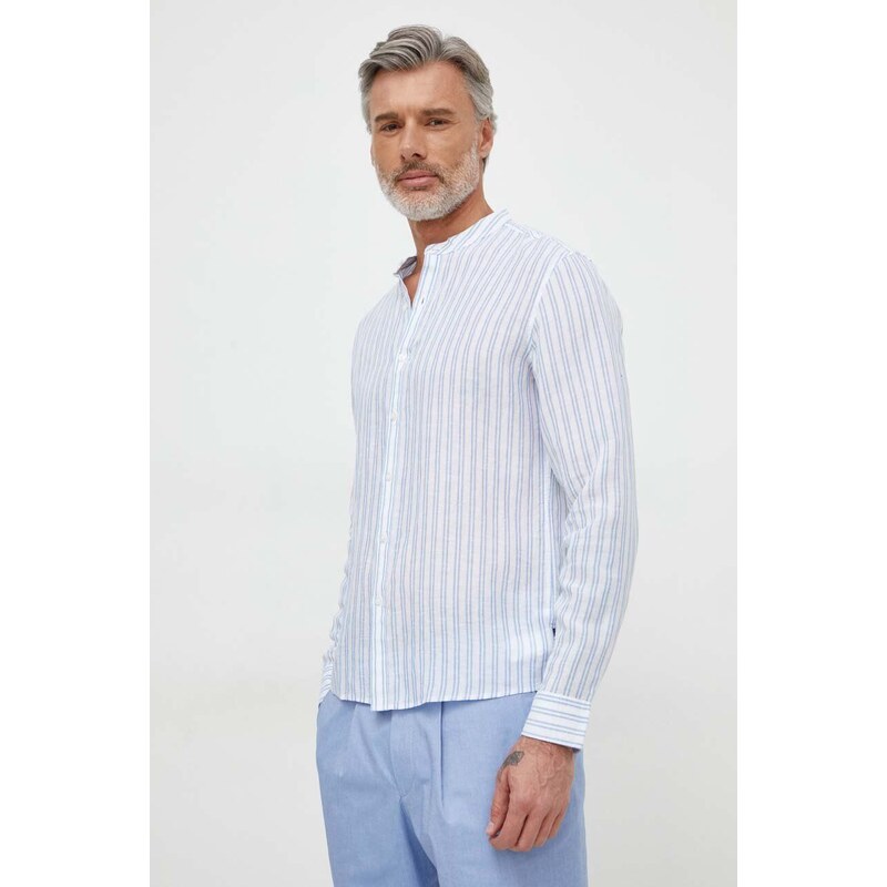 Michael Kors camicia di lino colore blu