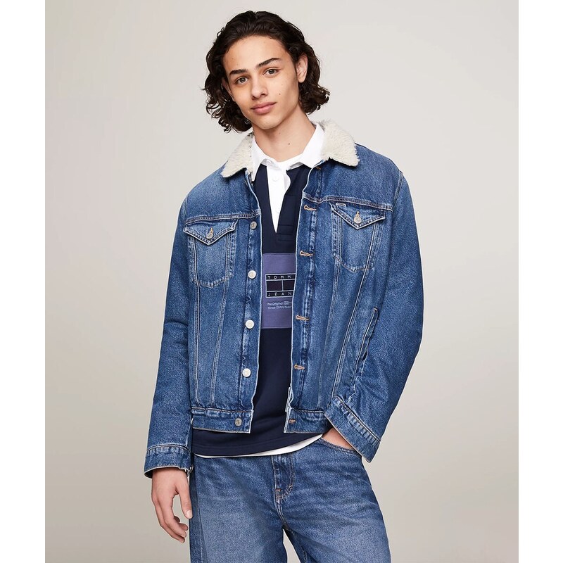 Generisch Giacca Di Jeans Da Uomo Foderata Con Colletto Sherpa - 10