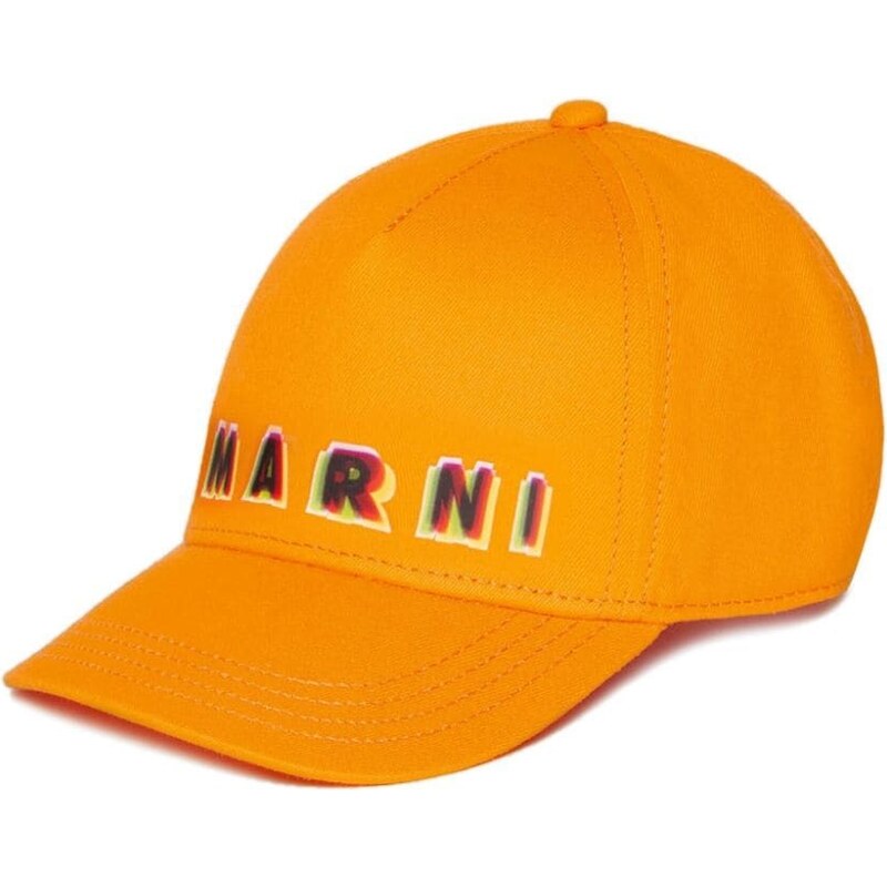 MARNI KIDS Cappello da baseball arancione con logo Rainbow