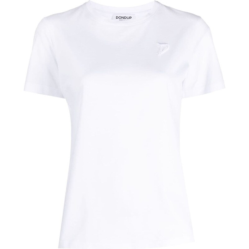 DONDUP DONNA T-shirt bianca logo ricamo