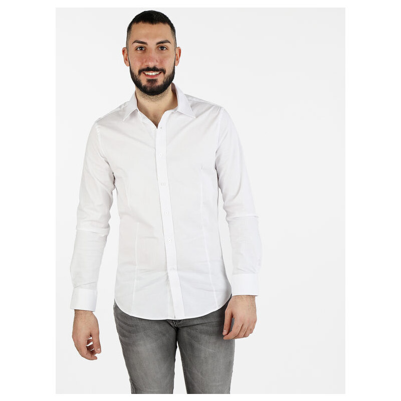 Y.Two Camicia Da Uomo In Misto Cotone a Maniche Lunghe Classiche Bianco Taglia Xl