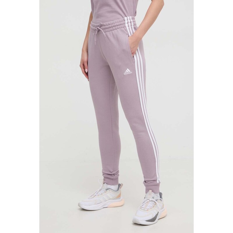 adidas pantaloni da jogging in cotone colore violetto IR5379