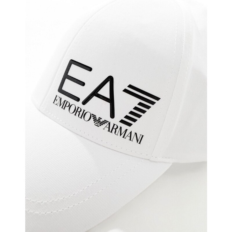 Armani - EA7 - Cappellino con visiera bianco/nero con logo