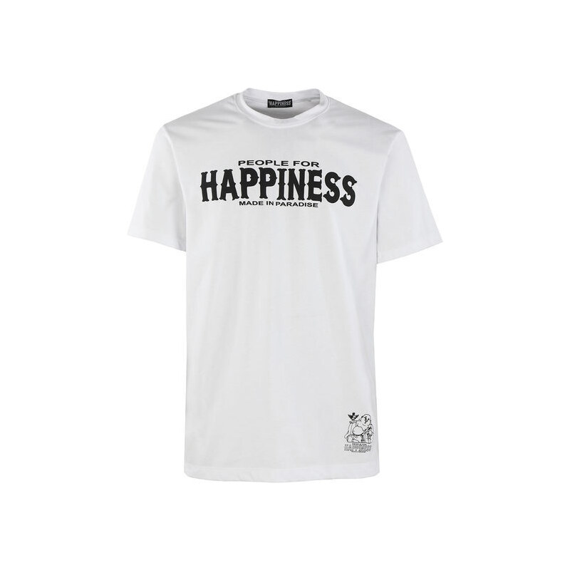 Happiness T-shirt Da Uomo Con Stampa Manica Corta Bianco Taglia Xl
