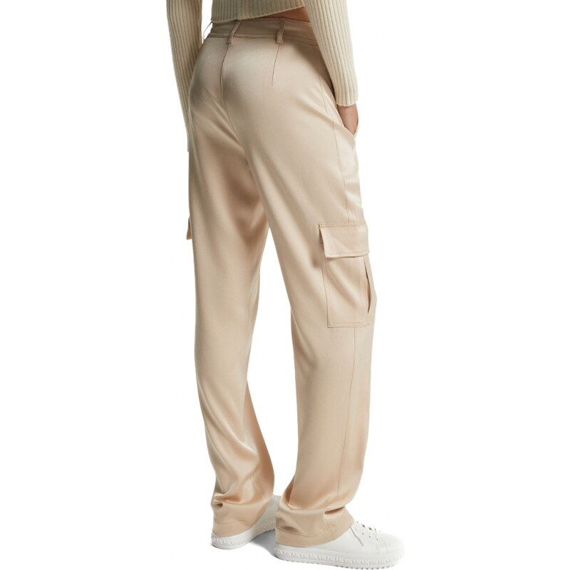 Michael Kors pantaloni cargo donna in satin beige con logo