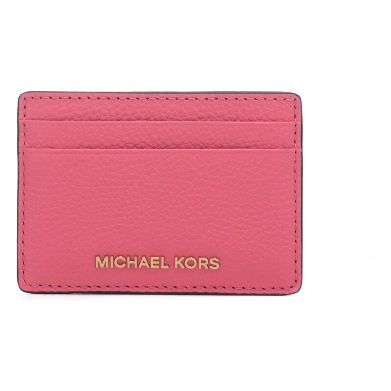 Michael Kors portacarte donna in vera pelle rosa con logo