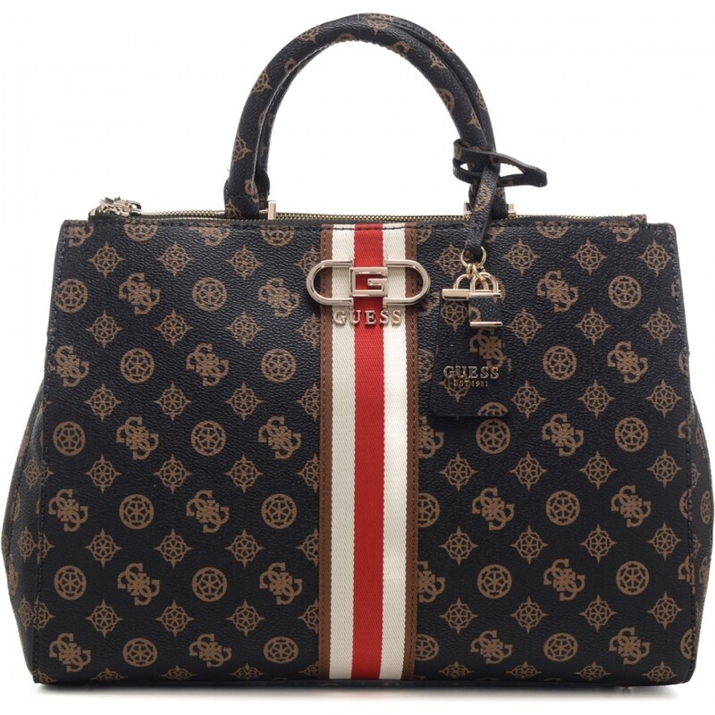 Borsa A Mano Guess Nastra In Similpelle Nera: Doppi Manici, Tracolla Removibile, Logo Centrale, Perfetta Per Lavoro E Tempo Libero