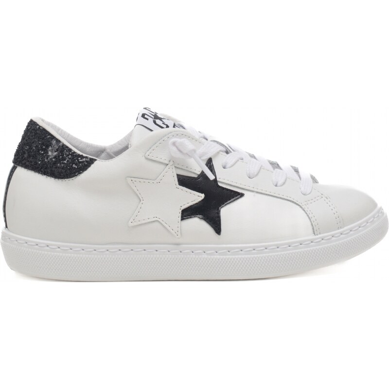 2 Star sneakers donna fondo a cassetta con stelle a contrasto bianco e nero
