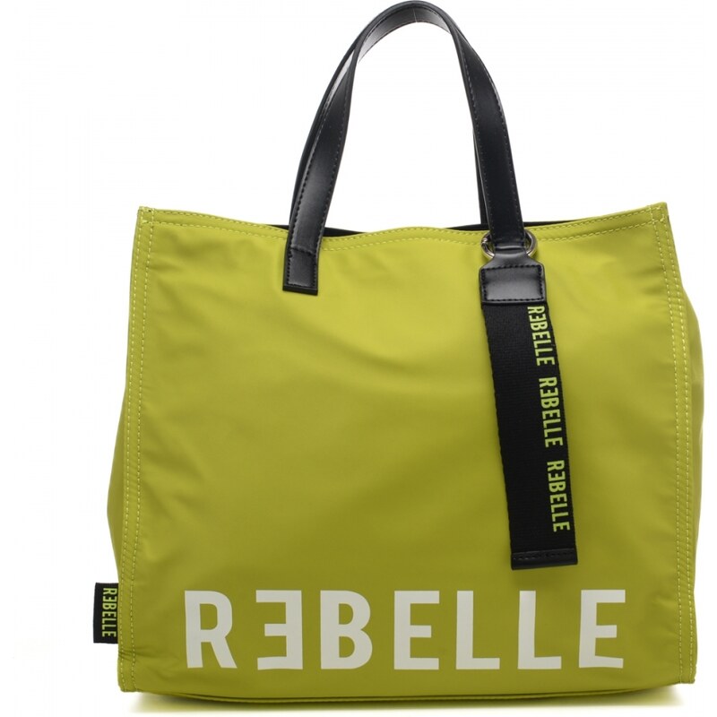 Rebelle borsa shopping electra con maxi logo e tracolla removibile verde green