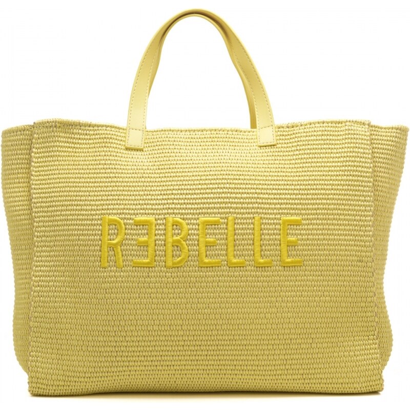 Rebelle borsa a mano donna con maxi logo giallo limone