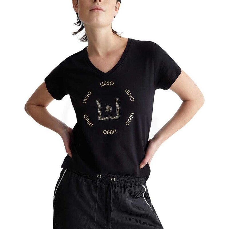 Liu Jo t-shirt donna con logo monogram lj nero