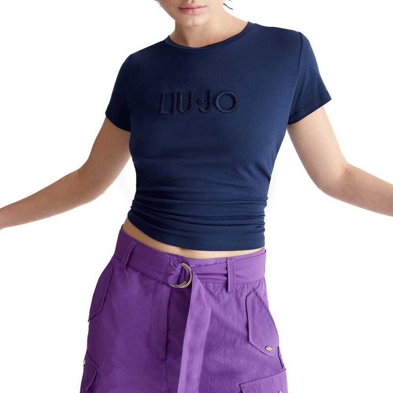 Liu Jo t-shirt ecosostenibile con logo lettering dress blue