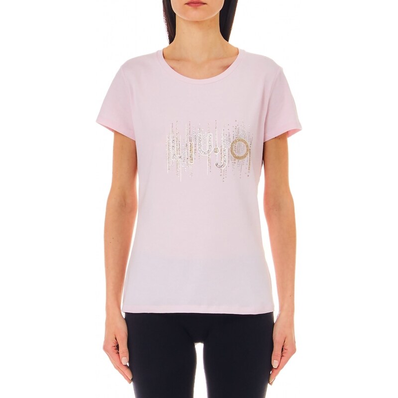 Liu Jo t-shirt donna rosa a maniche corte con logo
