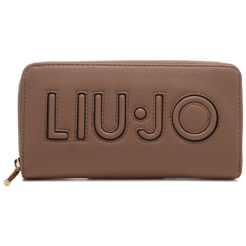 Liu Jo portafoglio maxi con zip-around e logo inciso marrone teddy
