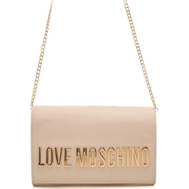 Moschino borsa a tracolla donna avorio con maxi logo lettering