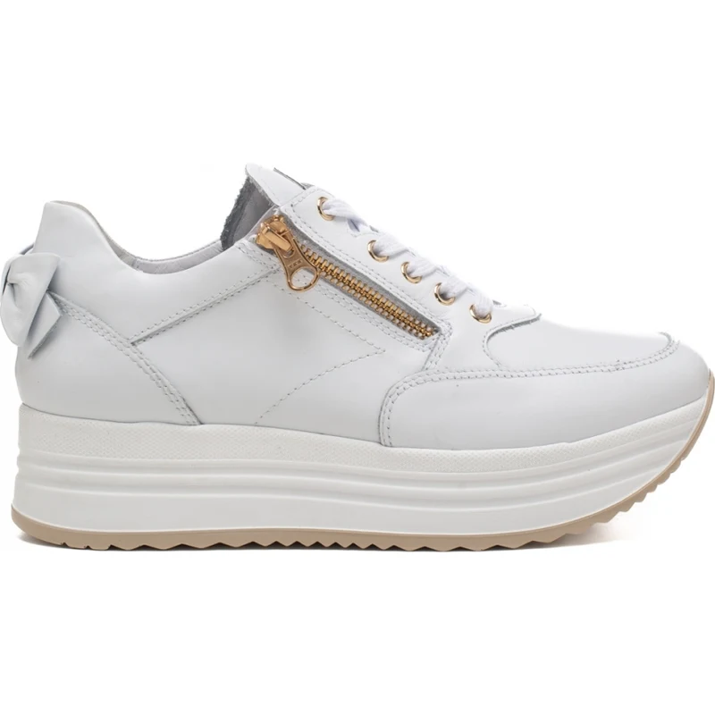 Nerogiardini sneakers donna platform bianche con cerniera laterale