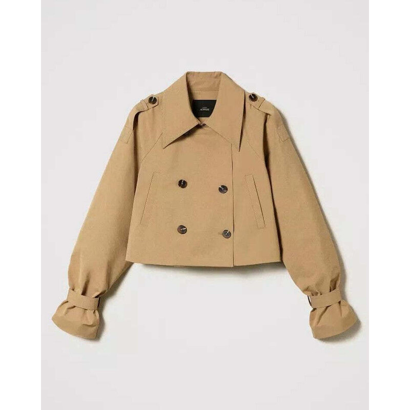 TWINSET ACTITUDE Giacca a trench in gabardina Beige