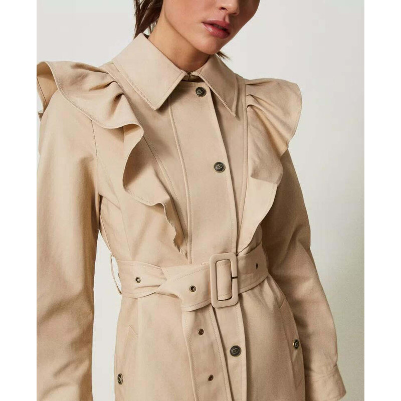TWINSET Trench con volant Beige