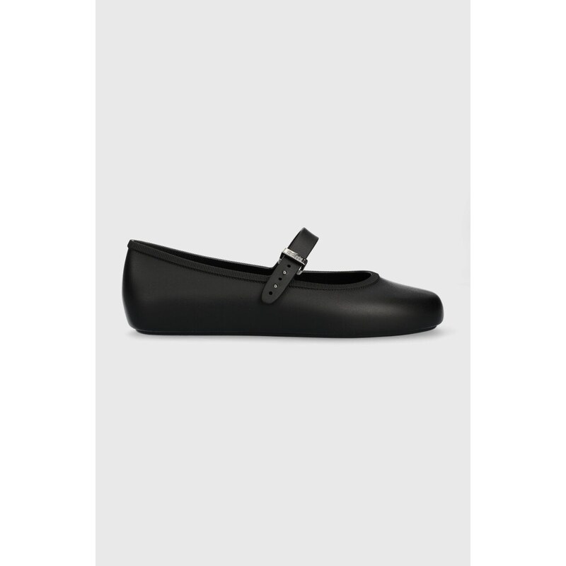 SEQWL - Ballerine nere in pelle sintetica con cinturino e fibbia