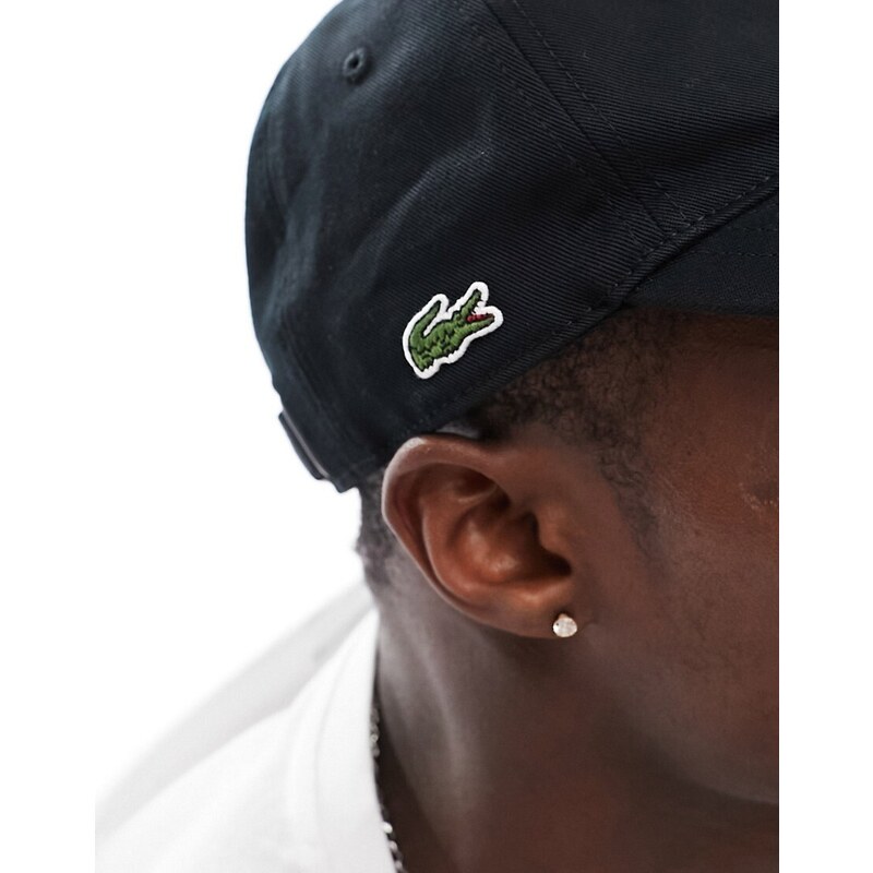 Lacoste - Cappellino nero con logo laterale