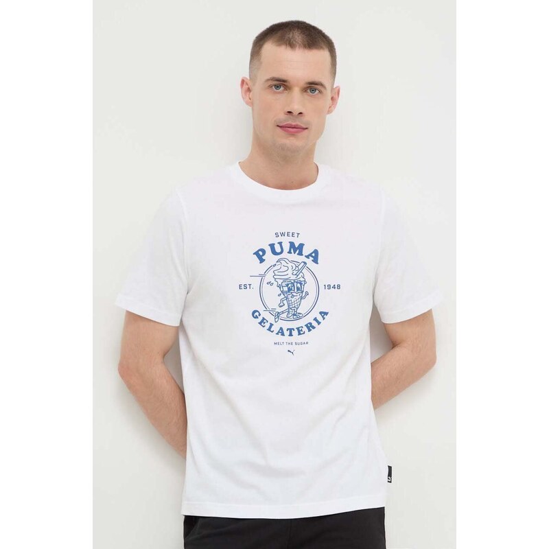 Puma t-shirt in cotone uomo colore bianco 624226