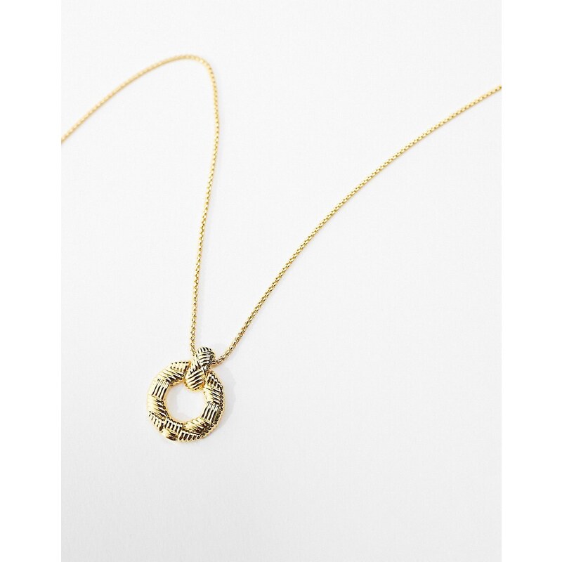 Orelia - Collana intrecciata placcata oro 18 carati con ciondolo a cerchio