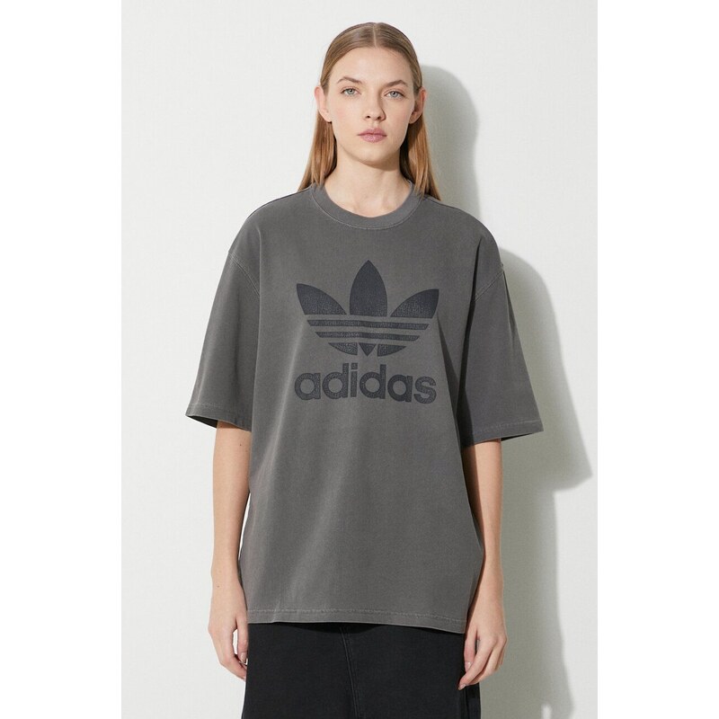 adidas Originals t-shirt in cotone Washed Trefoil Tee donna colore grigio IN2268