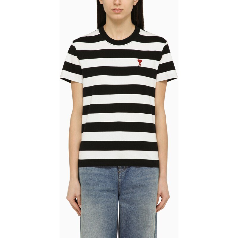 Ami Paris Unisex Camicia in Cotone Righe White main image 1