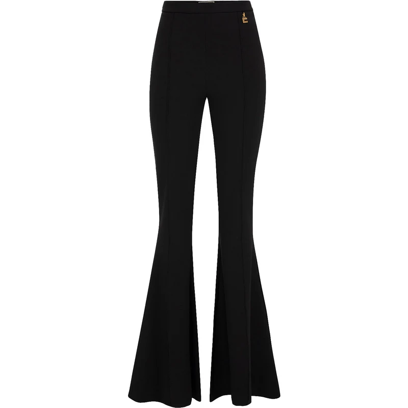 Elisabetta Franchi pantaloni a zampa in tessuto crepe nero